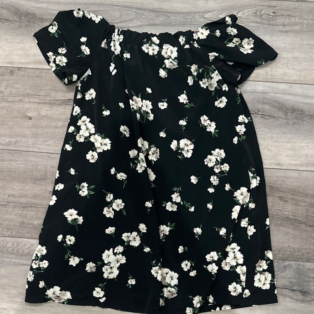 Sugar+Lips women dress black‎ floral short off-shoulder lined flowy festival S